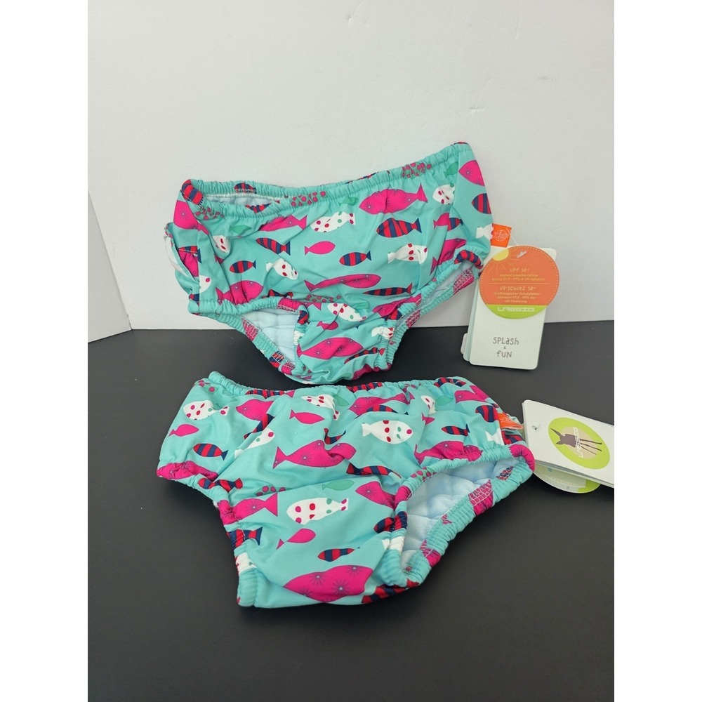 Lassig Splash & Swim Diaper girls 24 months‎ fish pattern x2 NWT
